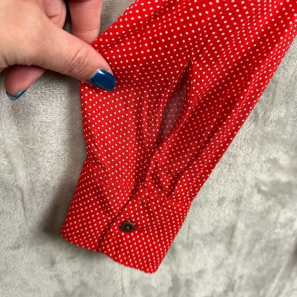 Maeve Anthropologie Shirt Womens Extra Small Red White Polka Dot Matilda Tie - Picture 5 of 13